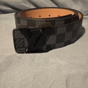 Louis Vuitton Black and Gray Checkered Belt